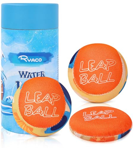 RYACO Leap Water Skipping Balls, 3 Pack Bouncing Beach & Pool Toys, Extreme Water Fun for All Ages, Ideal for Beach Lake Pool River & Bath Time
