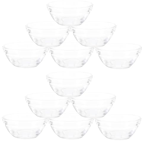 Gatuida Lot de 12 Bols à Pudding en Verre Résistant la Chaleur 45 Ml, Empilables, Petits, Bols Ménagers Polyvalents pour Desserts, Ramequins Transparents Adaptés Usage Domestique
