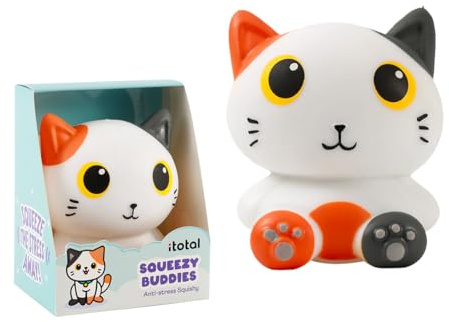I-TOTAL® - Antistress Weiches Squishy – Spielzeug zum Drücken in dichter Watte, perfekt für Angst und Entspannung (ORANGENE KATZE)