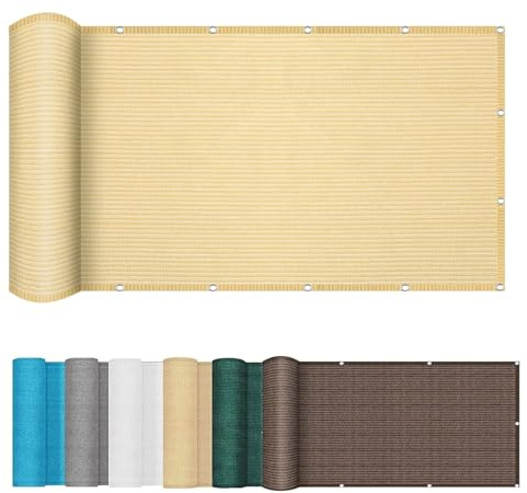 LIHUANE Rete Ombreggiante 230 x 260 cm Resistente al Vento Telo Balcone Ringhiera con Occhielli e Fascetta per Gazebo Piante Balcone Serra, Color Crema