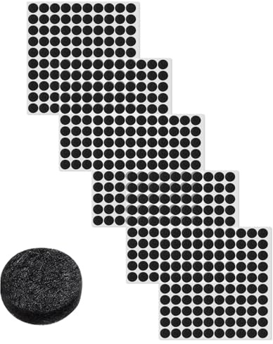 LURVOUS Lot de 500 patins en feutre auto-adhésifs ronds de 10 mm d'épaisseur pour pieds de chaise, portes d'armoire, dessous de verre, dessous de lit, coussins anti-rayures (noir)