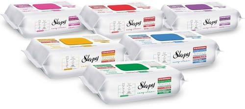 Sleepy Easy Clean universalrengöringsdukar 6 x 100 stycken alla sorter praktiska våtservetter för hushåll och vardag – hygienisk renlighet i alla situationer Sleepy-dukar (Mix All 6 st)