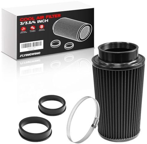 Filtre à air conique universel - 76 mm 89 mm 101 mm - Pince universelle lavable et réutilisable - Filtre d'admission d'air froid fermé pour voitures de course - Noir