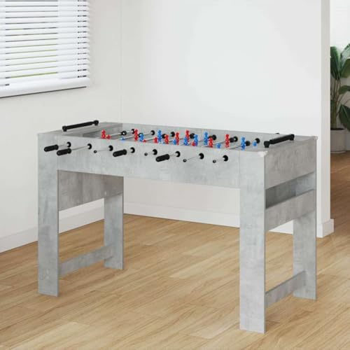 Teenpull Bordsfotbollsbord betonggrå av trämaterial 125 x 60,5 x 80 cm med halkfria handtag, 8 lekstänger och 22 kickfigurer för inomhus, fritid, klubb, fest och vardagsrum