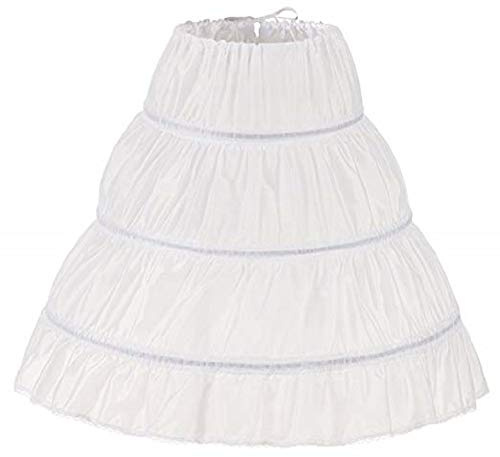 MEITEMEI Enfants 3 cerceaux Petticoat Filles Crinoline Jupons sous 4-14 Ans Filles Princesse/Robe de Cérémonie (2-6 yrs,Length 21.65, Blanc)