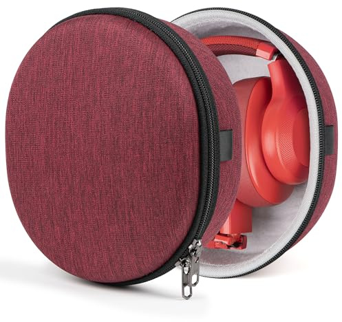 Geekria Shield Headphones Case for Foldable Headphones, Replacement Hard Shell Travel Carrying Bag with Cable Storage, Compatible with JBL Tour One M3, Beats Studio Pro and More(Deep Red)