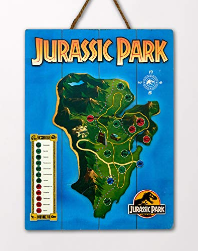 Doctor Collector Jurassic Park Wooden Map, 16 x 12 Inches, DCJP16