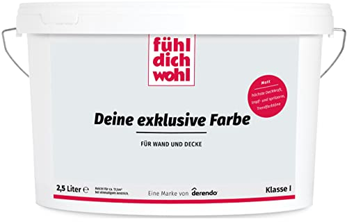 derendo Fühl Dich Wohl Deine Farbe grau, matte Wandfarbe grau, hohe Deckkraft, verschiedene Grautöne zur Auswahl (2,5L, Lichtgrau 15-16)
