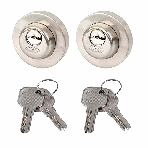 AYR 10353 Picaportes y cerraduras para puertas. Sistema CLOSE sobre manillas con roseta, Níquel satinado, 51mm de diámetro