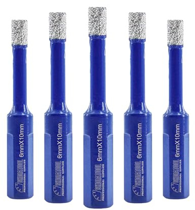 SHDIATOOL Diamant-Bohrkrone 5PC 6mm Dreieckschaft-Lochsäge für Porzellan Fliesen Marmor Keramik Granit