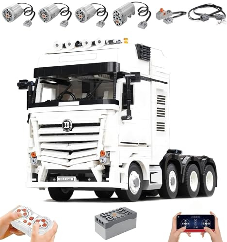 Auforua Technik LKW mit Motoren Set, 2949 Teile Klemmbausteine Technik LKW Groß MOC Set, Kompatibel mit Mercedes Arocs LKW Technik