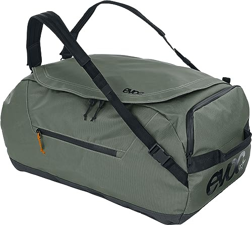 EVOC Duffle Bag 60 Reisetasche, Dark Olive - Black | Sporttasche, wasserfestes und 100% PVC-freies Tarpualin, gepolsterte Schultergurte, Volumen: 60l, Gewicht: 965 g