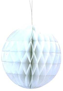 Lanterna a sfera a nido d'ape in carta, matrimonio, compleanno, decorazione, doccia, palla a nido d'ape, decorazione a sfera floreale-bianco, 8 pollici
