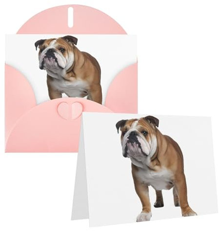 DEHIWI Englische Bulldogge Dankeskarten mit Umschlägen, 10,2 x 15,2 cm, Grußkarten, Dankeskarten, alle Anlässe, Karten für Weihnachten, Feiertage, Geburtstage, Jubiläen