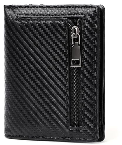GAEKEAO Geldbörse Herren Slim Wallet mit Münzfach Portmonee Klein RFID Schutz Portemonnaie Geldbeutel Herr, 6 Kreditkarteninhaber, 1 ID-Fenster, 1 Banknotenfächer und 1 Reißverschlusstasche
