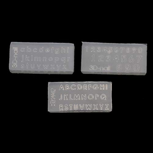 YANGLY Stampo in Silicone 3 Pezzi di Piccole Dimensioni Numeri Lettere Stampo Kit Ciondolo Alfabeto Resina UV Stampo in Silicone Strumenti per la Creazione di Gioielli Artigianato per Nail Art