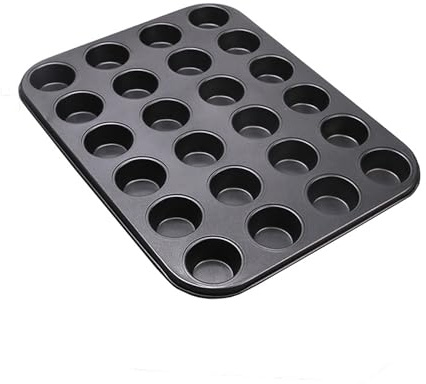 Aybloom Nonstick 24 Cups Mini Muffin Pan with Extended Handles for Easy Grip, Carbon Steel Steel to Promoted Even Baking, Dishwasher Safe (Black)
