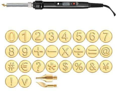 DIY Wood/Leather Burning Set, Brandmalerei Lötkolben Set, DIY Holzverbrennung Pyrography Maschine, Buchstaben Zahlen Schablone Brandmalkolben Set für Leder Gravieren, DIY Kunst, Holzbrandmalerei (A)