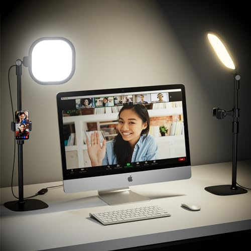 Lampe Anneau Vidéo LitONES pour Réunions Zoom - Éclairage de Bureau à Fixation PC/Téléphone avec Support - Lumière Dimmable pour Télétravail, Enregistrement, Appels Vidéo et Webcam