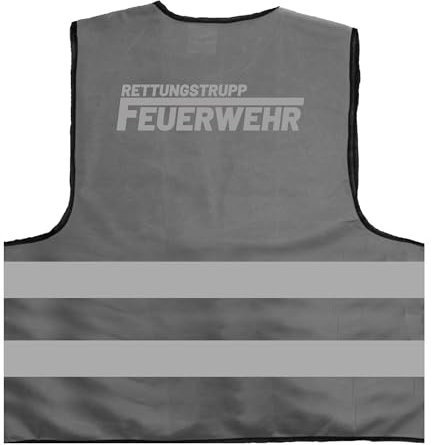 Feuerwehr Rettungstrupp Warnweste BZW. Signalweste mit reflektierendem Aufdruck - Größe XXL / 3XL, Grau