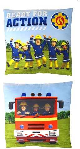 Lentz 1 Stück Kinderkissen - Dekokissen ca. 30cm x 30cm - Standard 100 by Oeko-TEX® geprüfte Qualität- Original Lizenzware - Feuerwehrmann Sam