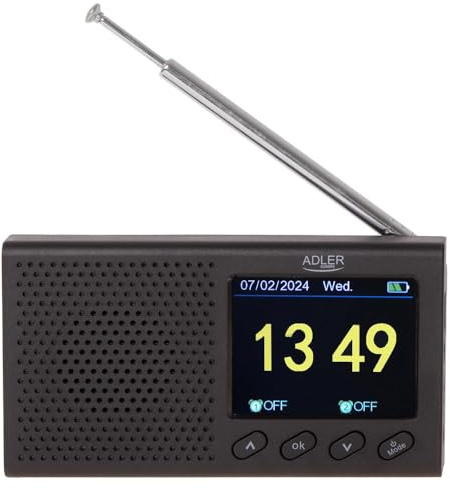 Adler AD 1198 UKW-Reiseradio FM 87,5 108 MHz RDS, bis zu 20 Sender, Bluetooth, mit LCD-Display, Analog Digital