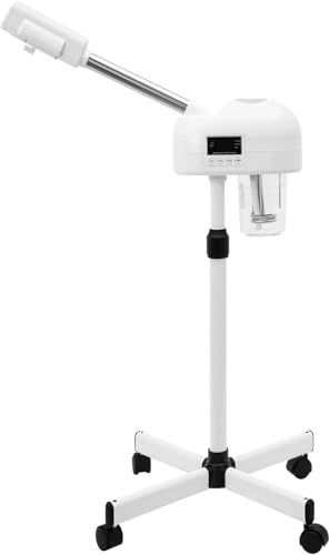 Vapozone Dampf, 750 W, Gesicht, mit LED-Licht, Zerstäuber, ästhetisch, professionell, höhenverstellbar, geeignet für Schönheitssalon, Haus, Wohnzimmer (weiß)