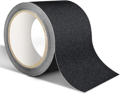 Halkfria tejp, halkfria remsor med självhäftande, halkfri tejp för trappor golvbeläggning, starkt självhäftande självhäftande tejp (25 cm x 5 m, svart)