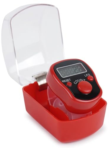 Aurum And Adorn Row Counters for Knitting - Finger Counter Digital - Stitch Counter for Crocheting with LED Light - Red