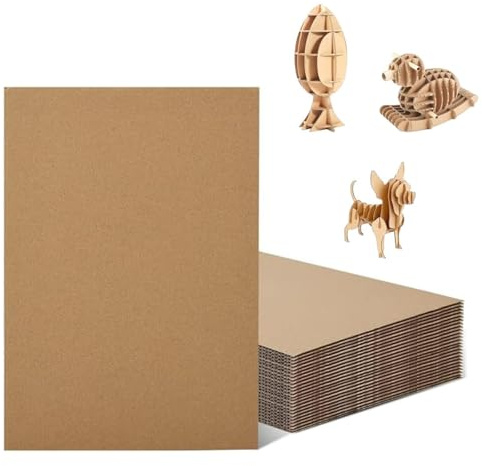 Lot de 20 grandes feuilles de carton ondulé de 3 mm d'épaisseur, format A4 (210 x 297 mm) pour peinture, modélisation, arts, artisanat, bricolage, emballage, expédition et envoi