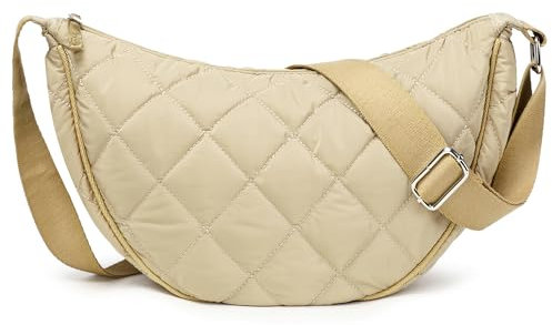 Micmores Crossbody Bag Damen UmhäNgetasche Nylon Gesteppt Tasche Leicht Puffer Crossbody Bag Groß Schultertasche Hobo Bauchtasche Damen Herren (khaki)