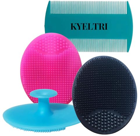 Cradle Cap Treatment for Baby Including 3 Kyeltri Silicone Cradle Cap Brushes & Fine Tooth Cradle Cap Comb