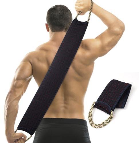 LOPHE Rückenschrubber, Peeling-Rückenschrubber für die Dusche, Doppelseitige Badebürste Rückenschrubber, Natürliche Dusche Körperbürste, Rücken Waschhilfe zum Entfernen Abgestorbener Haut(Dunkelblau)