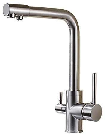 Rubinetti da Cucina Acqua Potabile Diretta in Ottone a 3 Vie Acqua Calda e Fredda Depuratore d'Acqua Multifunzione Girevole Disegno del Rubinetto