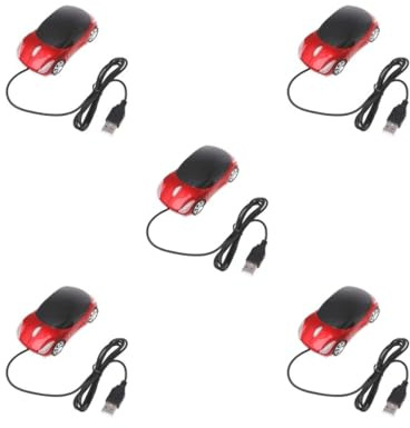 Mealoodiousmusea Lot de 5 souris optiques filaires universelles en forme de voiture pour bureau, hôtel, ordinateur de bureau, ordinateur portable, 3 touches