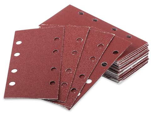 20 Pcs Sanding Sheets, 40/60/80/100/120/150/180/240/320/400 Grits Hook and Loop Sander Pads, 8 Holes Sandpaper for Rectangular Sander Paper Assorted Sanding Pads for Polishing Rust Removal