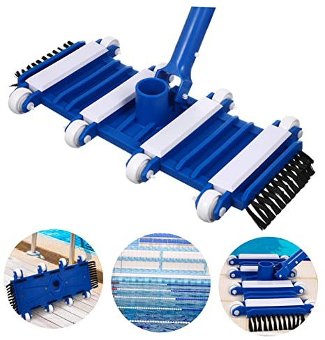 TOYANDONA Cabezal de Aspiradora para Limpieza Manual de Piscinas, Cepillos Incorporados y Ruedas, Accesorio Compatible Postes Telescópicos para Eliminar Basura y Suciedad en Piscinas y SPA