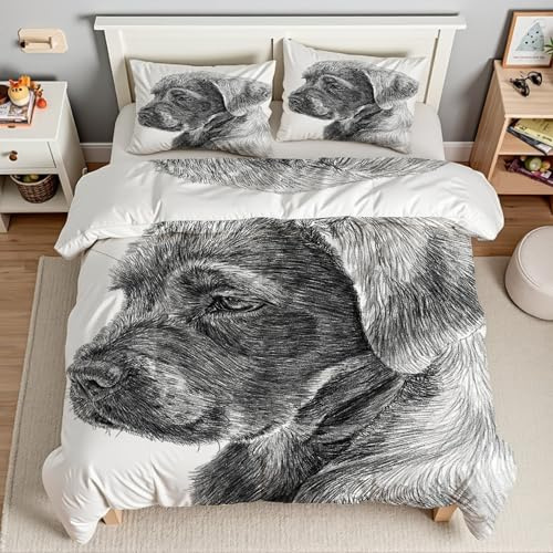 Piumino Matrimoniale Cane Trapunte Animali Piumone Imbottito Resistente Lavabile, Super Morbida Trapunta, piumini 240x260 cm in Microfibra Reversibile e 2 Federa 50x80 cmT1926