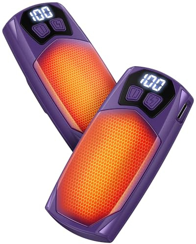 Kesguar Hand Warmers Rechargeable 2 Pack - 6000mAh AI Electric Handwarmers with LED Display & 5 Level Heating, Up to 20H Long Lasting, 2 in 1 Portable Heater, Gift for Women/Men/Golf/Camping