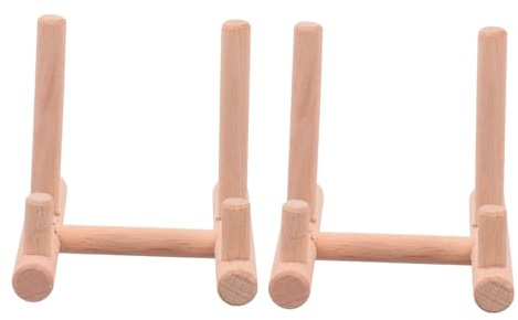 BESPORTBLE 2pcs Wooden Plate Stands Display Holder Rack for Kitchen Tea Cake Holder for Dish Storage and Display