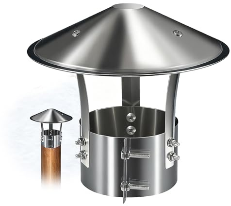 Antipioggia per Comignolo，Copertura per Camino Inox，110/125/150mm Tappo per Cappa Camino，Tappo di Sfiato per Tetto per Condotti di Stufe E Caminetti(125 mm/4.92in)