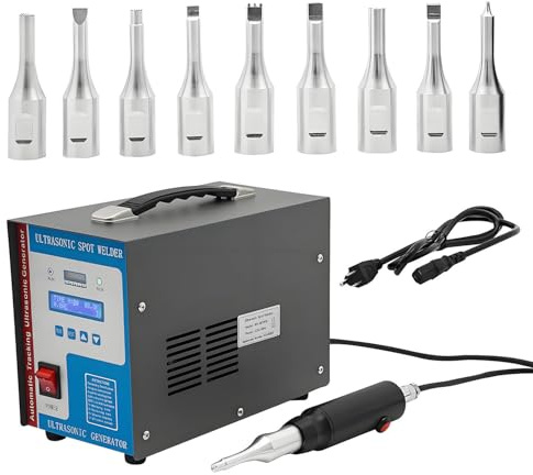 ANXYYDS Soldadora por Puntos ultrasónica, máquina de soldar con 10 Cabezales reemplazables, máquina de Soldadura ultrasónica portátil de Alta frecuencia para plásticos.