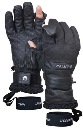 Vallerret Saga Women's Photography Glove, Black, FlipTech Finger Caps with Magnets (Large)