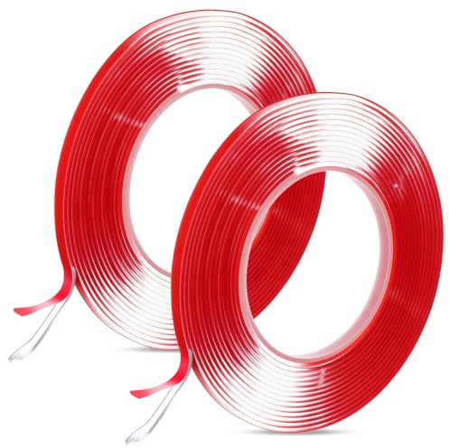 WJIAAA Cinta de silicona autoadhesiva, 2 rollos de 10M de cinta de silicona transparente de 6mm x 2mm, no deja marcas, cinta de sellado para placa de vidrio para estufa de leña, placa de protección