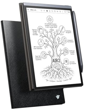 iFLYTEK AINOTE Air 2 KI-Notiztablet mit Stift, E Ink, Schwarze Hülle | Digitales E-Ink-Notizbuch mit KI-Protokollen, 83-Sprachen-Handschrifterkennung, papierähnlichem Schreiben und Hülle