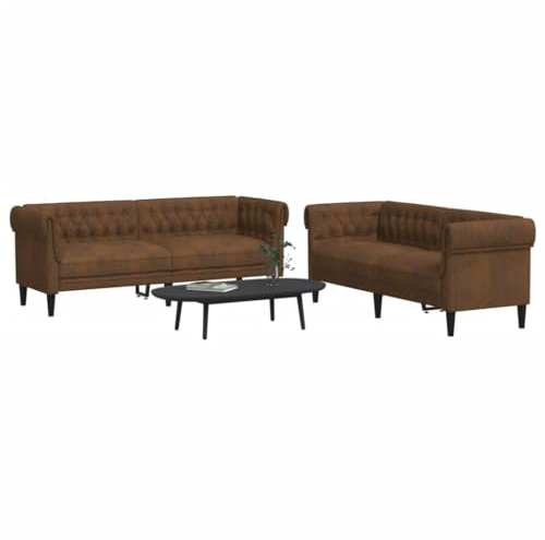 CKioict 2-TLG. Sofagarnitur Braun Stoff, strapazierfähige Polstergarnitur mit bequemer Sitzfläche, 2 Sitzplätze, modernes Design für Wohnzimmer, atmungsaktiv und langlebig, stabile