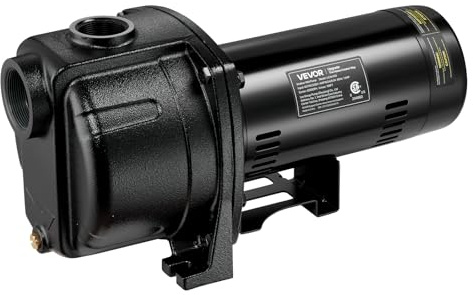 VEVOR 1.5 HP Shallow Well Jet Pump, AC 115/230 Volt, 4250 GPH Dual Voltage Cast Iron Well Jet Pump, with 108 ft Max Head Lift, Easy Voltage Switching, for Garden Irrigation, Lawn Sprinkler System