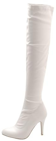 TNMIUH Bottes Cuissardes Femmes 10,5 cm Talon Aiguille Bottes Stretch Noir | Bottes cuissardes sexy en similicuir avec talon aiguille de 10,5 cm et fermeture éclair pour club, fête et mode soirée