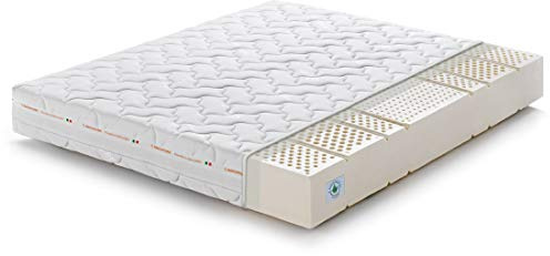 Marcapiuma - Colchón Látex Matrimonio 150x190 Alto 20 cm - SEVENLIFE 20 - H2 Medio - 7 Zonas Ergonómico Antiácaros Antialérgico - Funda desenfundable Silver - 100% Fabricado en Italia