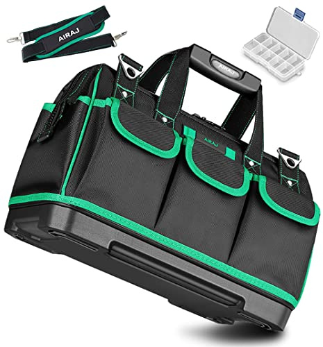 AIRAJ Elektriker Werkzeugtasche 40 * 23 * 28CM,Verstellbarem Schultergurt/Hohes Volumen/Wasserdichtem Kunststoffboden, Profi Werkzeugtasche aus 1680D dickem Oxford-Gewebe